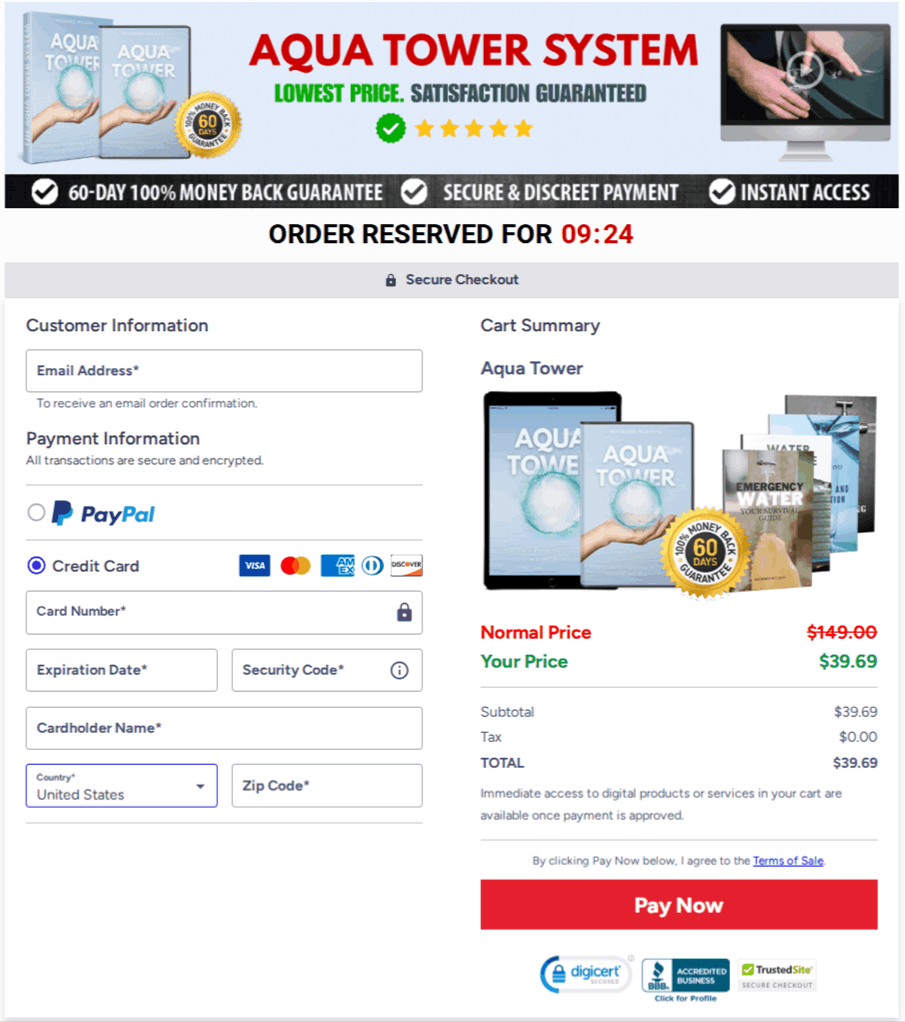 Aqua Tower Water System Official Checkout
